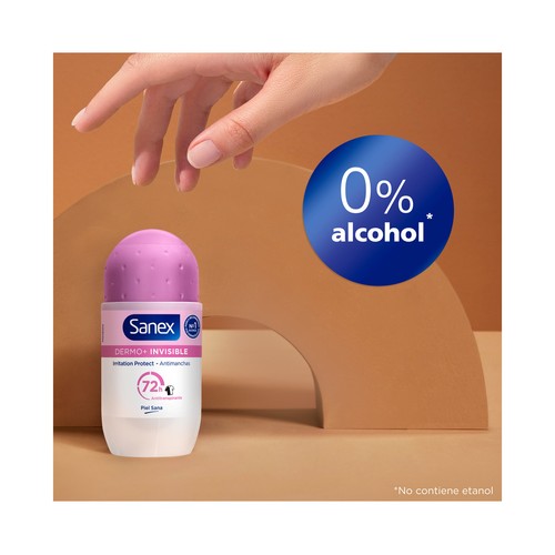SANEX Dermo+ invisible Desodorante roll on para mujer antitranspirante 72 horas 50 ml.