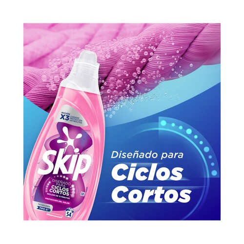 SKIP Detergente líquido protección del color, eficacia express, especial ciclos cortos 54 lavados.