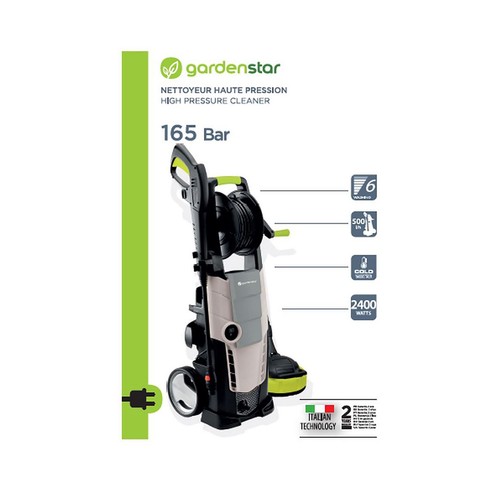 Hidrolimpiadora eléctrica 165 Bar, 500l/h, 2.400W, GARDENSTAR ALCAMPO Garden 165.
