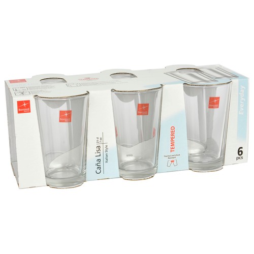 Pack de 6 vasos de caña, 0,2 litros de capacidad, BORMIOLI.