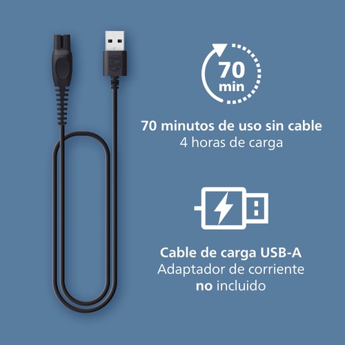 Barbero PHILIPS BT3620/15, uso seco y humedo, con cable/sin cable, autonomía de 70 min