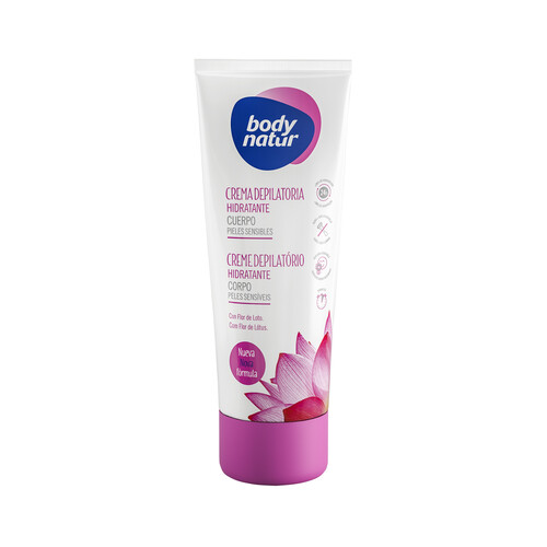 Crema depilatoria hidratante, para brazos y piernas, especial pieles sensibles BODY NATUR 200 ml.