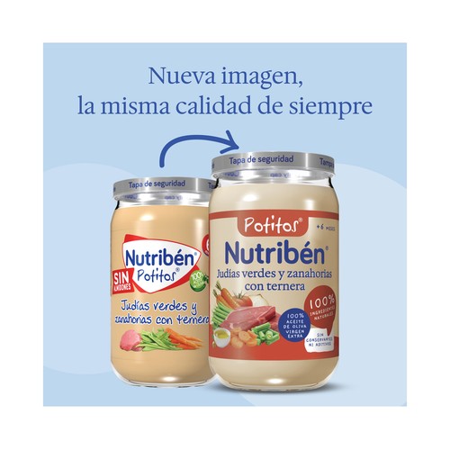 NUTRIBÉN Potitos® de judías verdes y zanahorias con ternera a partir de 6 meses 235 g.