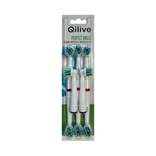 QLIVE Perfect angle Recambios de cabezales de cepillo eléctrico, compatibles con Oral-B 8 uds.