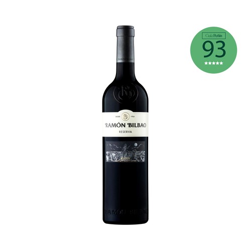 Vino tinto reserva con denominación de origen Rioja RAMÓN BILBAO botella de 75 cl.