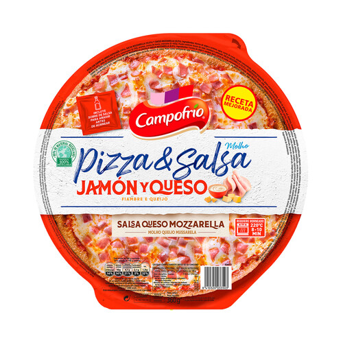 CAMPOFRÍO Pizza de jamón y queso con salsa mozzarella CAMPOFRÍO 360 g.