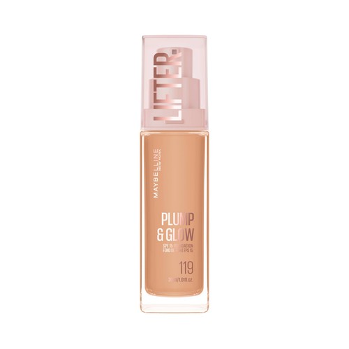 MAYBELLINE Lifter plump & glow tono 119 Base de maquillaje fundente con FPS 15.