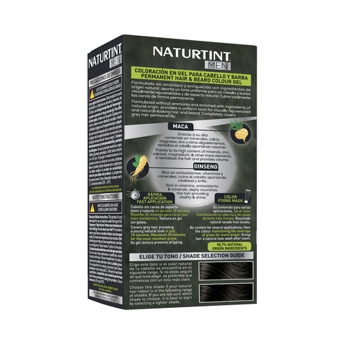 Coloración permanente en gel para barba y cabello, tono 3N castaño oscuro NATURTINT Men.