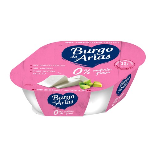 BURGO DE ARIAS Queso fresco desnatado 0% materia grasa BURGO DE ARIAS 4x72g.
