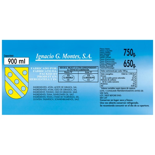 NACHO Atún en aceite de girasol 650 gr.