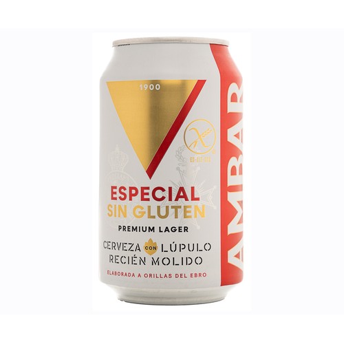 Cerveza sin gluten AMBAR 1900 lata de 33 cl.