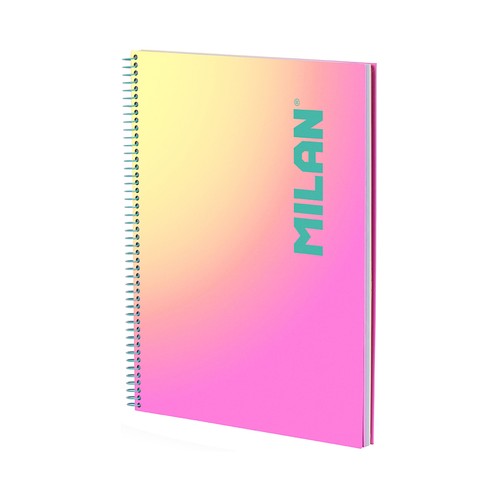Cuaderno A4 tapa dura cuadriculado 5x5 mm 90 hojas 90 gr Sunset color lila. MILAN