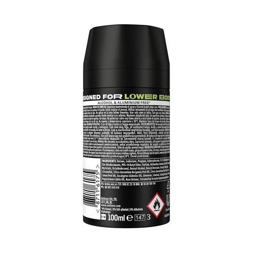 AXE All over body Desodorante corporal en spray para hombre, con aroma a pera y cedro 100 ml.