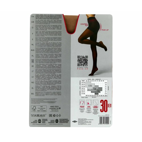 Panty transparente mate con compresión gradual ligera, 30den, POMPEA, color polvere, talla S.