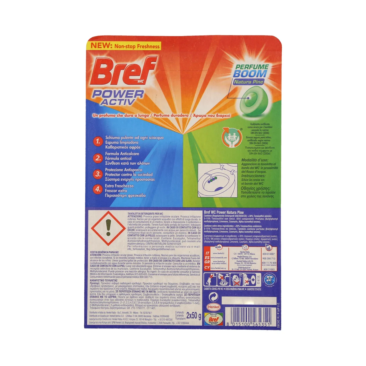 BREF Colgador WC Power Active Natura Duplo BREF 2 uds. x 50 g.