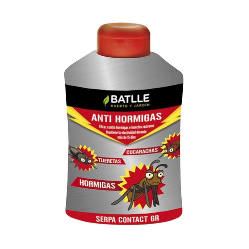 Antihormigas granulado que actua por contacto contra hormigas, cucarachas, arañas e insectos rastreros BATLLE talquera de 500 gramos.