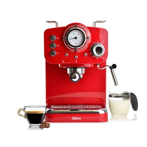 Cafetera espresso QILIVE Vintage, presión 15bar, termómetro, vaporizador, café molido, 1100W.