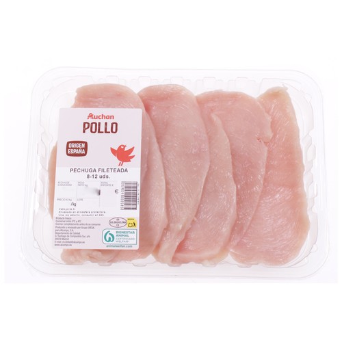 AUCHAN Pechuga de pollo fileteada 6-8 uds Producto Alcampo.