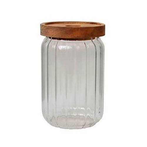 Bote de cristal con rayas, 0,7 L, ALCAMPO.