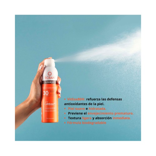 ECRAN Sunnique Protector solar en spray bruma invisble con FPS 30 (alta) 250 ml.