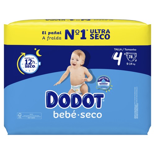 DODOT Bebé-seco Pañales talla 4 (9-14 kg) 78 uds.