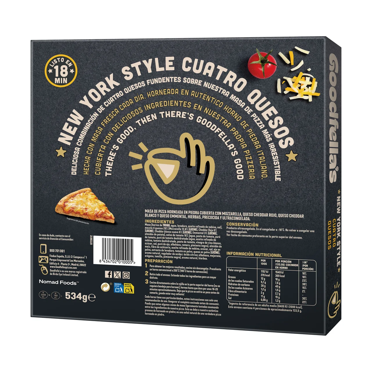GOOFELLA´S New York style Pizza 4 quesos 534 g.