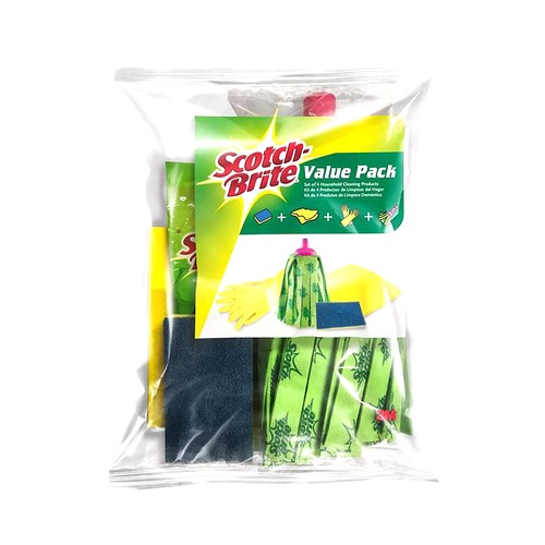 SCOTCH-BRITE Kit guantes, bayeta, estropajo y fregona SCOTH-BRITE