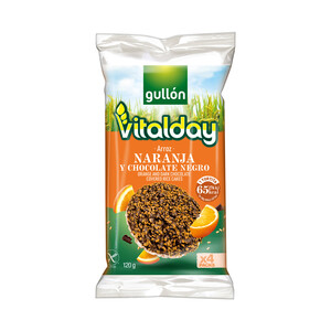 Imagen de GULLON VITALDAY Tortitas de arroz chocolate negro con naranja 120 g.