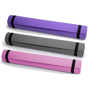Esterilla de yoga de EVA 183x61cm, color morado, gris o rosa, FITNESS.