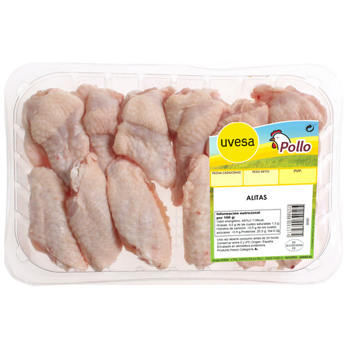 Alitas de pollo blanco bandeja
