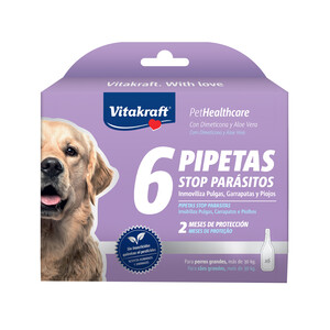 VITAKRAFT Pipetas stop parásitos para perros grandes más de 30 kg. VITAKRAFT 6 uds.