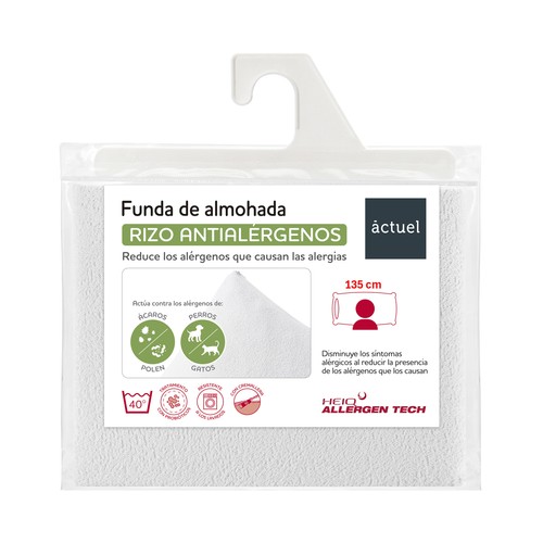 Funda almohada 135cm rizo pesco, no impermeable antialérgenos. ACTUEL.