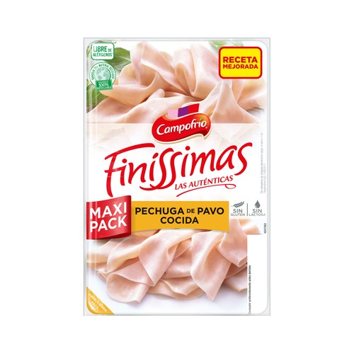 Pechuga de pavo cortada en finas lonchas CAMPOFRÍO Finissimas 170 g.