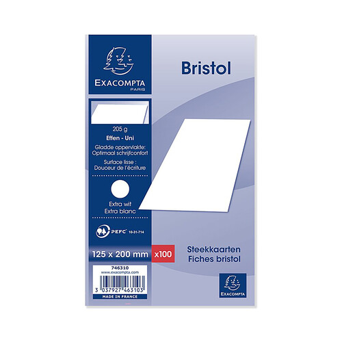 Alcampo 100 fichas de 125x200 100 hojas BRISTOL EXACOMPTA