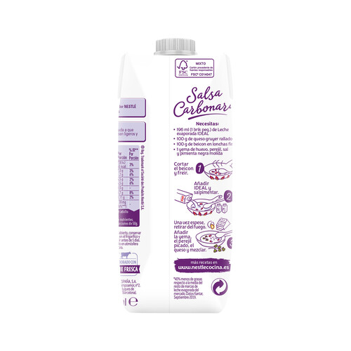 NESTLÉ Leche evaporada sin lactosa Ideal NESTLÈ 525 g.