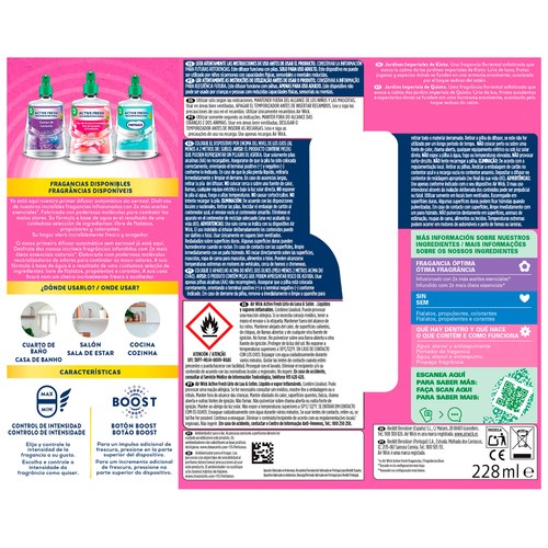AIR WICK Active fresh Difusor automático + recambio con aroma de jardines imperiales de Kioto 228 ml.
