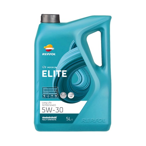 Aceite sintético para vehículos con motores de gasolina o diesel, REPSOL Elite Long Life 50700/50400 5W-30 5 litros.