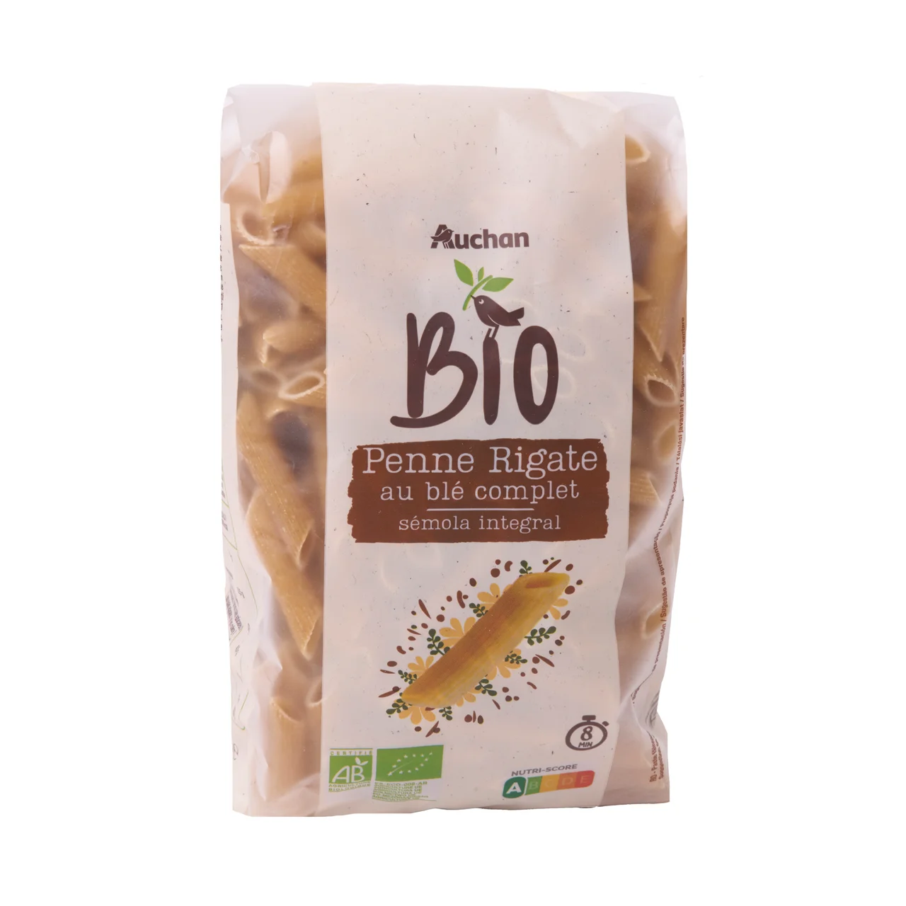 PRODUCTO ALCAMPO Bio Penne rigate (macarrones) de trigo integral ecológico 500 g.