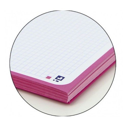 Cuaderno tamaño A4, 80 hojas con cuadrículas de 5 x 5, tapa extradura, color rosa, OXFORD.