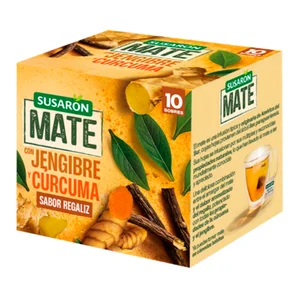 SUSARON Mate jengibre, cúrcuma con sabor a regaliz 10 uds. 15 g.