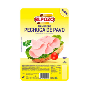 Imagen de ELPOZO Fiambre de pechuga de pavo cortada en lonchas 80 g.