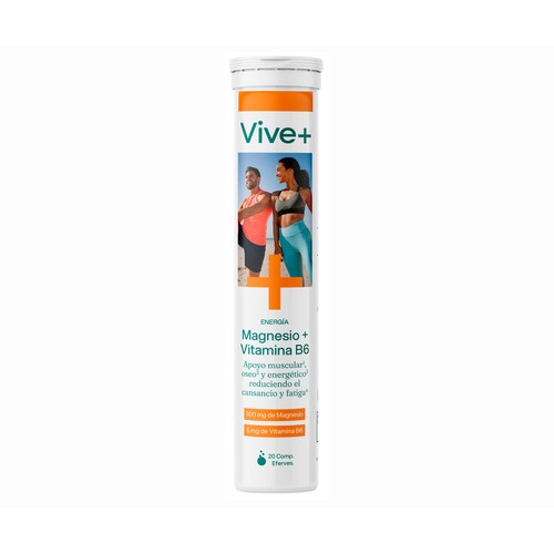 VIVE PLUS Complemento alimenticio, magnesio + Vitamina B6 VIVE PLUS 20 uds. 84 g.