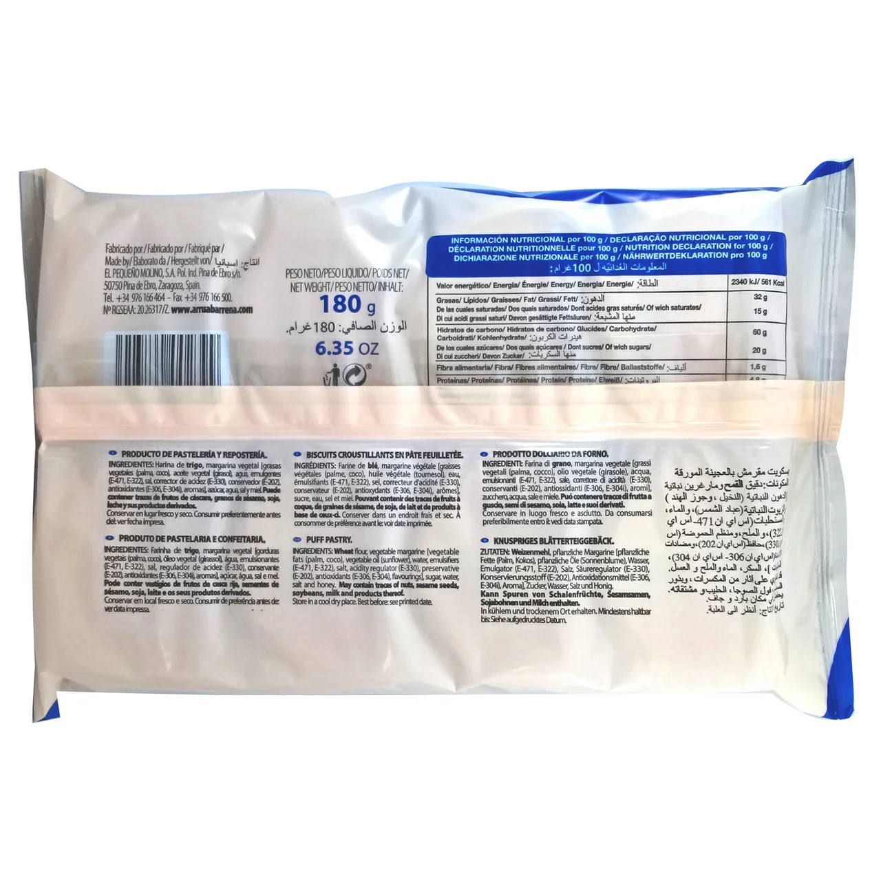 Palmeritas de hojaldre 180 g.