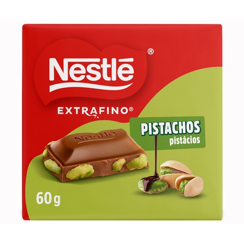 NESTLÉ Chocolate con leche de pistacho extrafino 60 g.