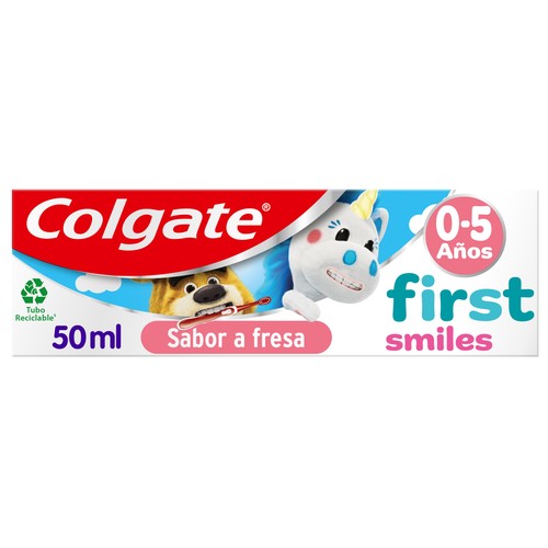 COLGATE Pasta de dientes infantil sabor fresa para niños de 0 a 5 años 2 x 50 ml.