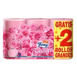 Papel higiénico tres capas con aroma a rosa Bouquet 4+2 rollos
