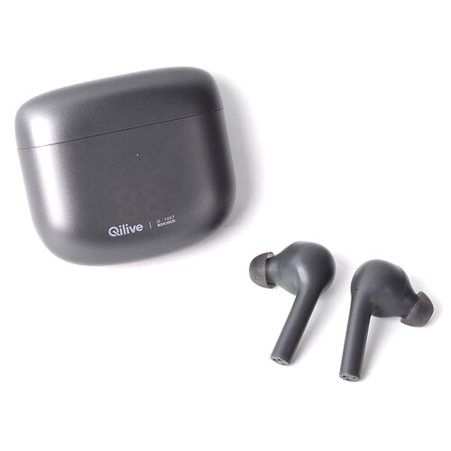 Auriculares bluetooth tipo intrauditivo QILIVE Q1467, estuche de carga, micrófono, color negro.