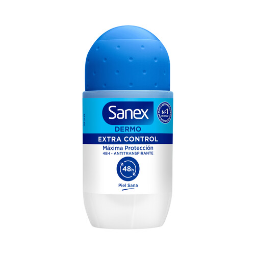 SANEX Desodorante roll on para mujer con protección antitranspirante y anti manchas SANEX Dermo extra control 50 ml.