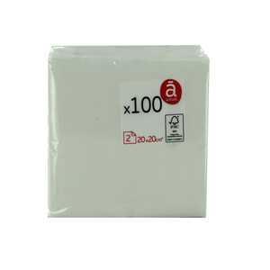 ACTUEL Servilletas de papel desechables 20 x 20 cm 2 capas blancas ACTUEL 100 uds.