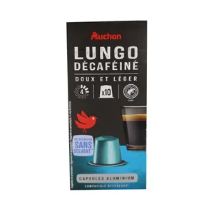 PRODUCTO ALCAMPO Café en cápsulas Lungo Descafeinado, I4, 10 uds.